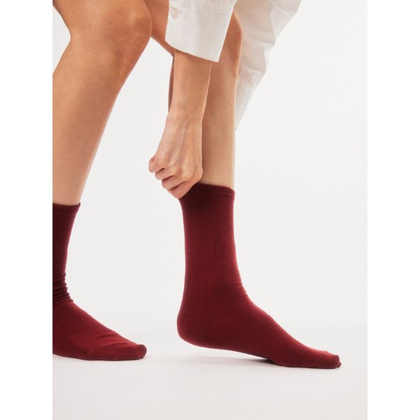 어텀 레드 Autumn Red 단색 컬러 장목 양말