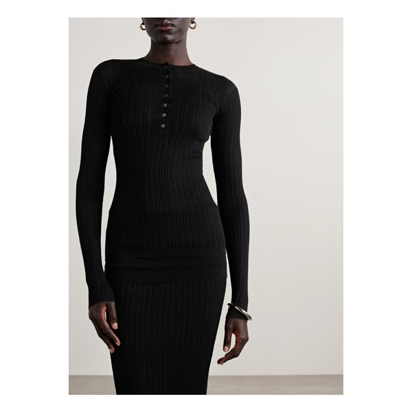 스킴스 시어 니트 롱 슬리브 헨리 오닉스 블랙 46376663162921443