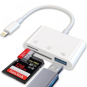 MFi 아이폰 SD 3in1 USBSDTF USB3.0 아이폰 아이패디오스 [인증 칩 포함] 카드 리더기 변환