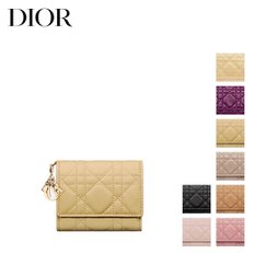 디올 DIOR Lady Dior 로터스 카나지 램스킨 가죽 지갑 월렛