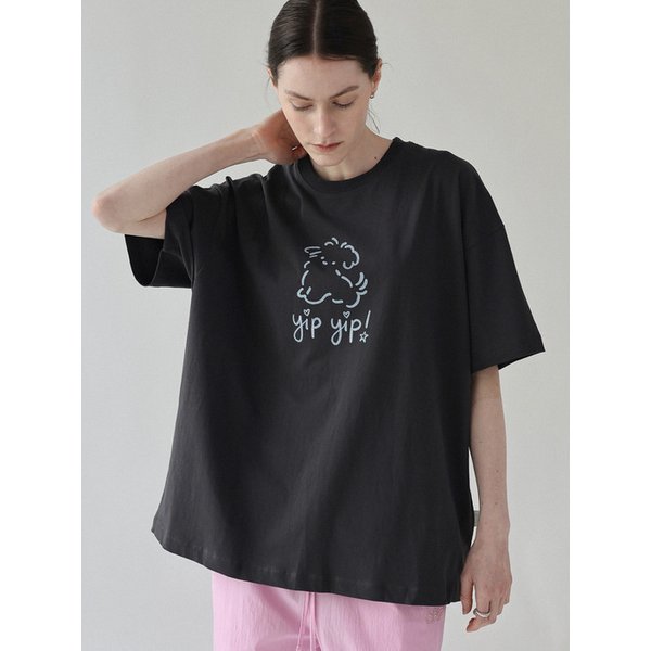 퍼피 라운드 반팔 티셔츠_charcoal