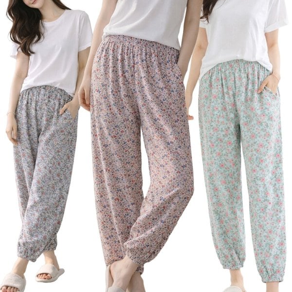여성 인견 쿨팬츠 9부 밴딩 조거 시보리 주머니 여름 홈웨어 잠옷바지