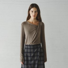 ROEL drape neck t-shirt_MOCHA