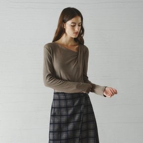 ROEL drape neck t-shirt_MOCHA