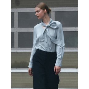 [Drama Signature] Tie-Collar Silky Blouse_4color