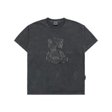 BEAR APPLIQUE WASHING SHORT SLEEVE T-SHIRT CHARCOAL베어아플리케 차콜 SSABAQ-CHA