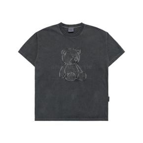 BEAR APPLIQUE WASHING SHORT SLEEVE T-SHIRT CHARCOAL베어아플리케 차콜 SSABAQ-CHA