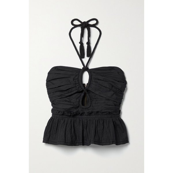 Adaleigh Cropped Pintucked Cotton-voile Halterneck Top 블랙 1647597291725392