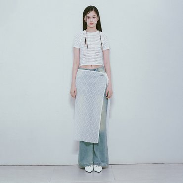 레이브 Lace Wrap Skirt in White VW4MS232-01