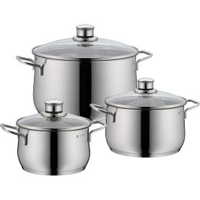 독일 WMF 가정용 주방 냄비 WMF Pot Set 3-Piece Diadem Plus Pouring Rim Glass Lid Cromargan