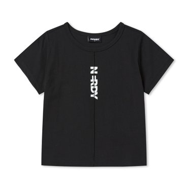 널디 우먼스 버티컬 블랭크 로고 반팔 티셔츠 블랙