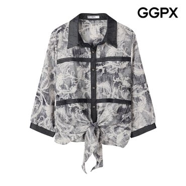 GGPX 데님 배색 카라 투톤 매듭 셔츠 (GP7SH069F)
