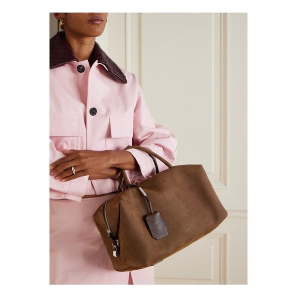 가죽 트리밍 스웨이드 토트 다크 브라운 46376663162862460