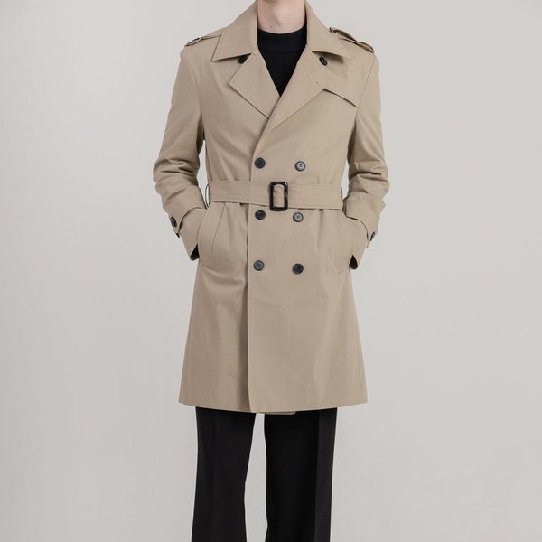 [옷자락] 남자 하프 트렌치 더블버튼 데이트룩 코트