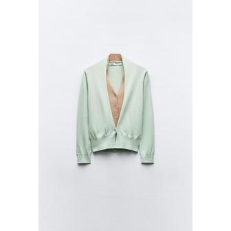 자라 더블 패브릭 니트 가디건 5755/011 SEA GREEN