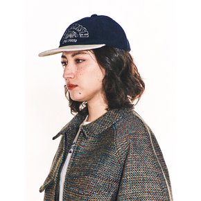 WEIRD SEMICIRCLE CORDUROY FLAT BRIM CAP (NAVY)