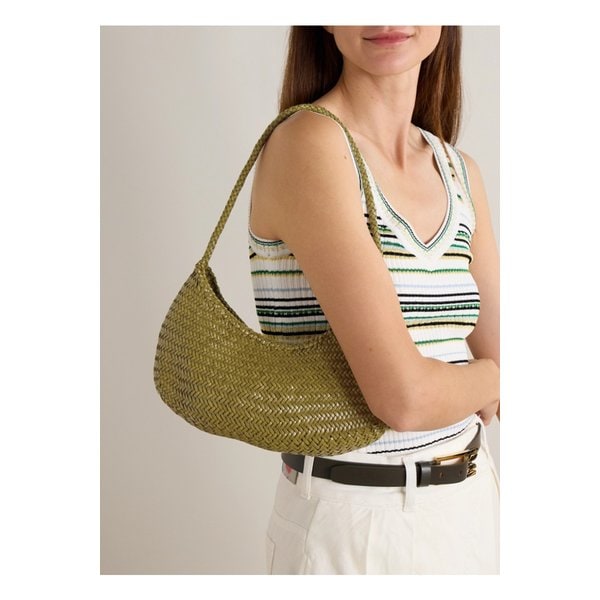 노바 루나 우븐 가죽 숄더 백 라이트 그린 46376663162913516