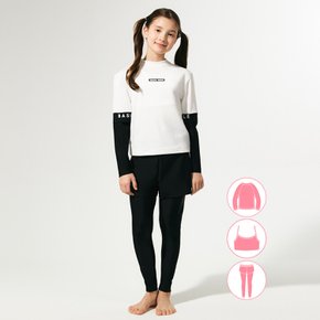 여아동 화이트 래쉬가드 워터레깅스 비치반바지 세트 BEG-Y601H