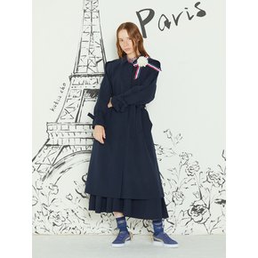 pink katiacho Loose Fit Two-way Trench Coat Dark Navy