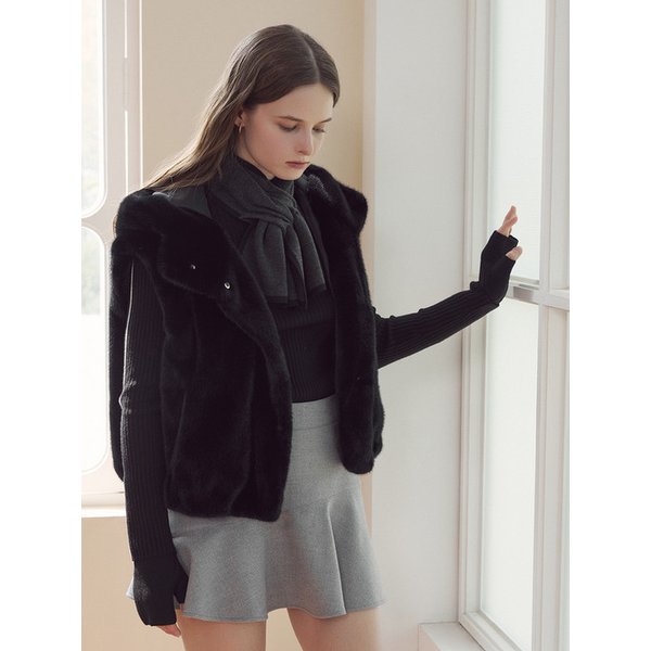 [LDFUV83CH] 니트 배색 핸드 워머 CHARCOAL