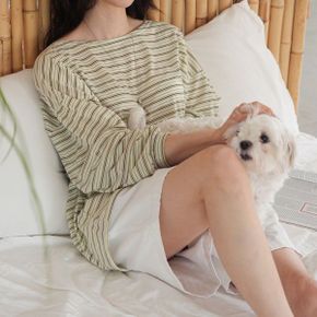 컴피 스트라이프 루즈핏 티_P405076380