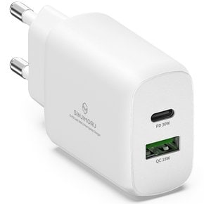 GaN PD 30W 고속충전기 O-PD 2포트 삼성 애플 정품 충전기 C타입 USB 어댑터 화이트