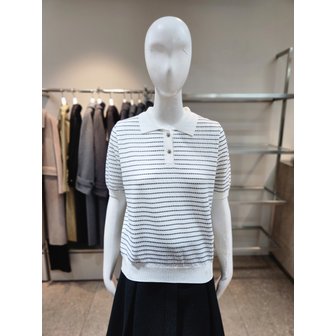 NICE CLAUP [여주점] [나이스클랍] 스트라이프 카라 반팔 니트 A262PWK411