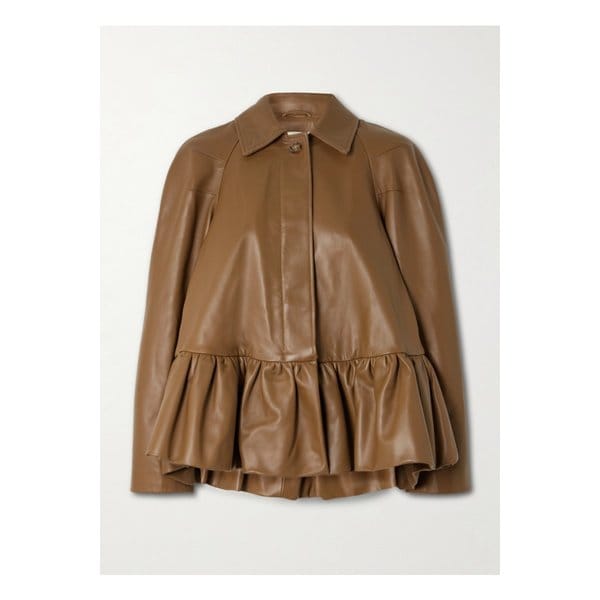리베로 시티 러플 가죽 재킷 탠 브라운 46376663162930280
