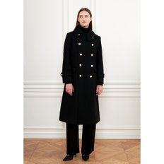 Fine Wool Double Coat Black - Gold Button