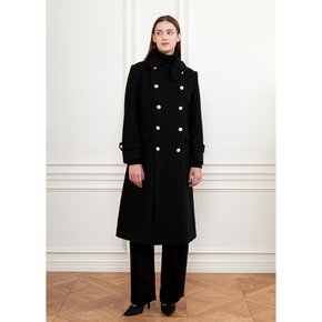 Fine Wool Double Coat Black - Gold Button