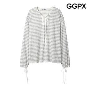 아일렛 넥 포인트 스트라이프 썸머 티셔츠 (GQ6TS045F)