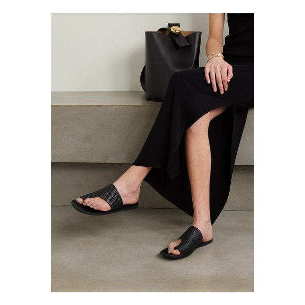 세인트 아그니 비대칭 우븐 가죽 슬라이더 블랙 1647597332363134