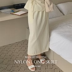 [셋업가능/장마룩] 카멜리 나일론 밴딩 롱스커트