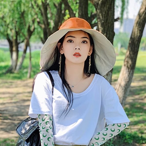 [아일렌]데이즈 양면 버킷햇(오렌지 베이지)