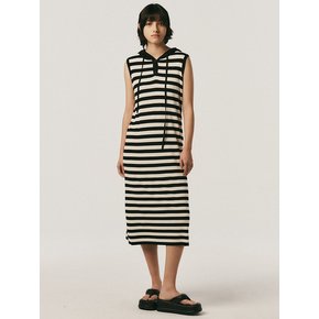 AR_Stripe sleeveless hooded dress