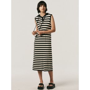 AR_Stripe sleeveless hooded dress