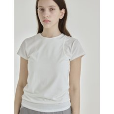 ONE SHOULDER LAYERED T-SHIRT [IVORY]