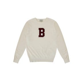 Chenille B Essential Crew neck Knit (Cream)