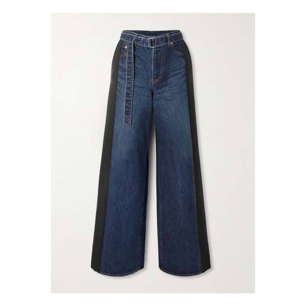 벨트 울 혼방 트리밍 데님 와이드 팬츠 블루 1647597359652559