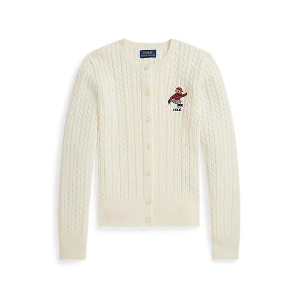 폴로 키즈 여아 7-16세 폴로 베어 미니 케이블 코튼 카디건(CWPOSWEG6820576100)