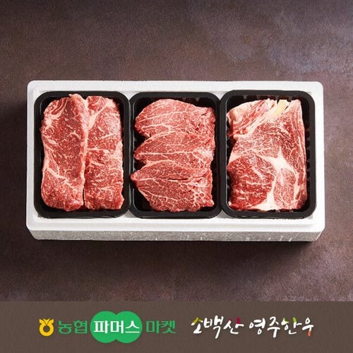 [냉장1+][농협영주한우]정성드림 실속 스테이크용 구이세트5호 (등심/안심/채끝) / 1.5kg