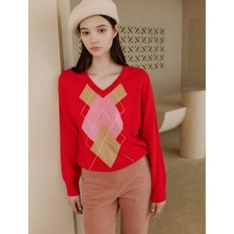 코텔로 [정상가159,000원] Argyle Pullover  Joy red (WE2951T436)