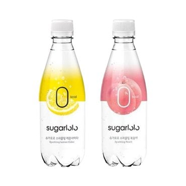  슈가로로 스파클링 레몬 사이다 350ml 12입 + 복숭아 350ml 12입