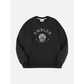 Blue bear yearbook Over fit Sweatshirt AMM1206 (Black)