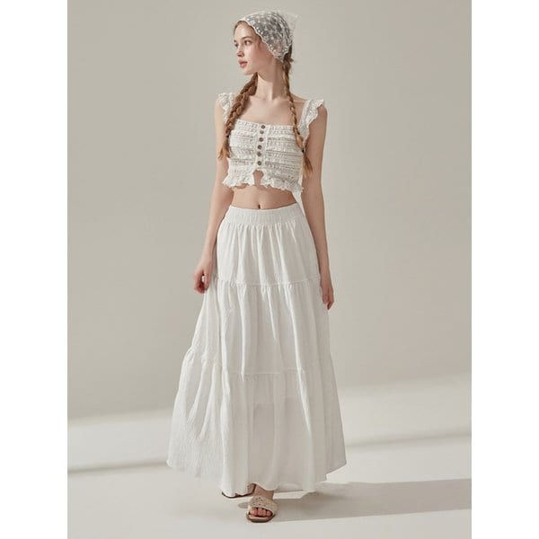 [8차 리오더] 어네스 티어드 롱 스커트 - White