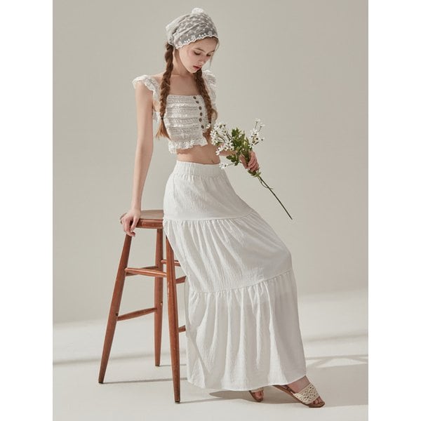 [8차 리오더] 어네스 티어드 롱 스커트 - White