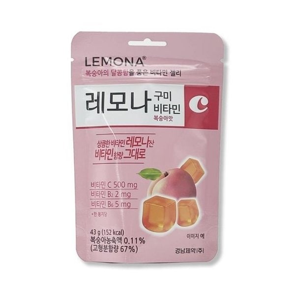 레모나 젤리 구미 복숭아맛 씹어먹는 비타민C 비타민B 건강한 간식 1개입, 1개