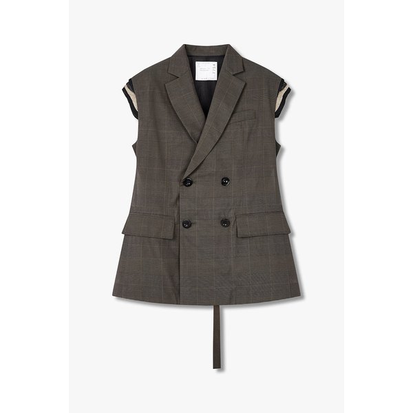 여성 글렌 체크 보일 베스트 6415101121000