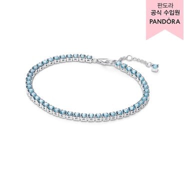 판도라 [백화점 보증서 제공] 스파클링 라이트 블루 테니스 브레이슬릿 591469C03