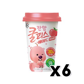  잔망루피 쿨피스에이드 복숭아 컵음료 300ml x 6개